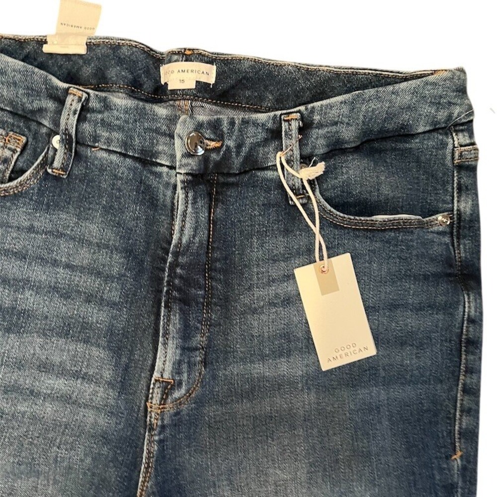 Good American Good Waist Crop Jeans Womens Size 15 Blue High Rise - Picture 3 of 3